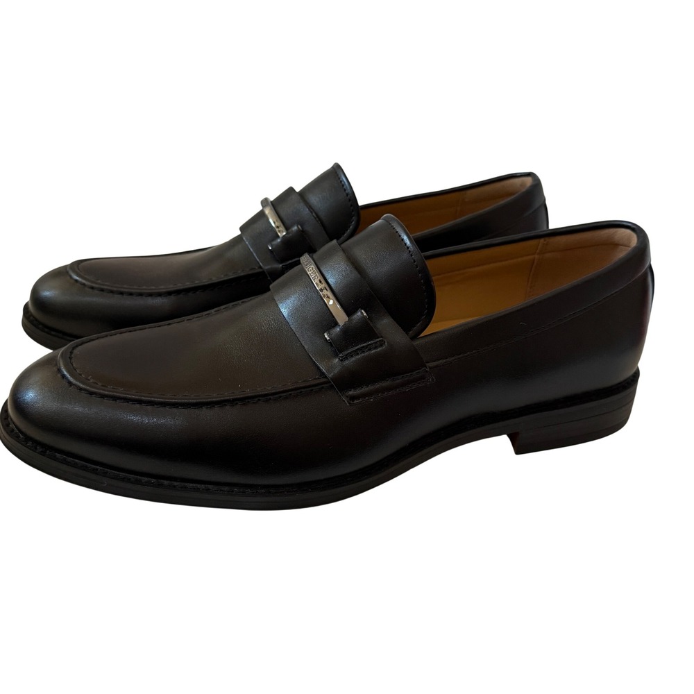 Tommy Hilfiger Mens Black Leather Bit Loafers Memory Foam Dress Shoes 12M